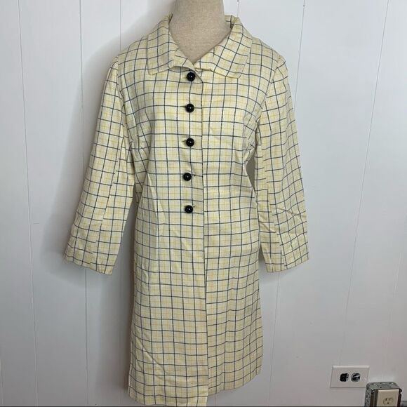 Vintage 50s 60s Mid Length Plaid Wool Blend Coat - Picture 1 of 13